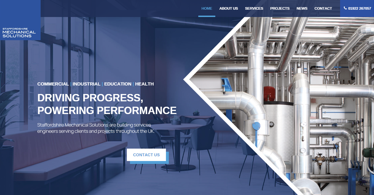 Staffordshire Mechanical Solutions Ltd website photo