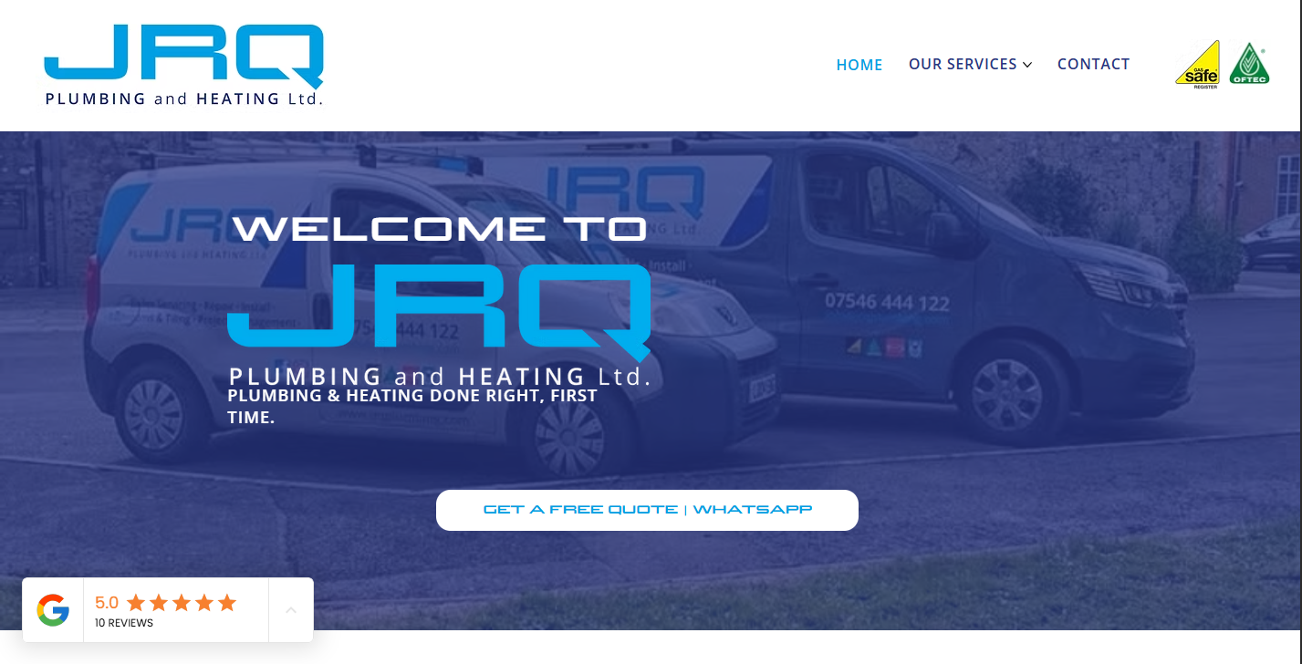 JRQ Plumbing and Heating Limited website photo